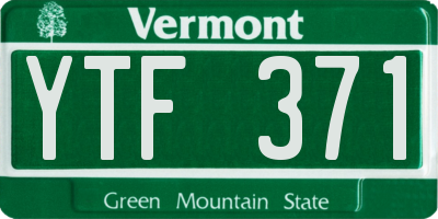 VT license plate YTF371