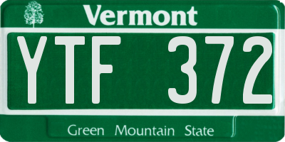 VT license plate YTF372