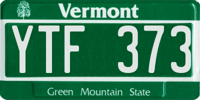 VT license plate YTF373