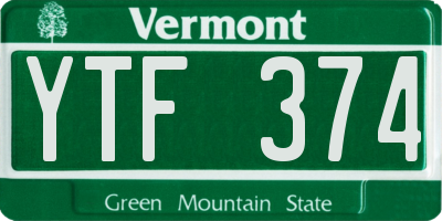 VT license plate YTF374