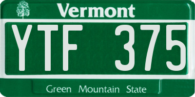 VT license plate YTF375
