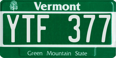 VT license plate YTF377