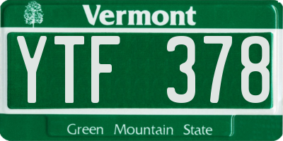 VT license plate YTF378