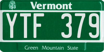 VT license plate YTF379