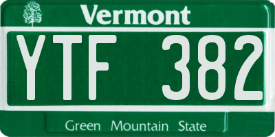 VT license plate YTF382