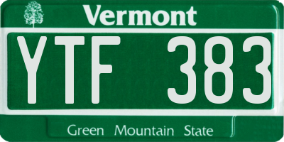 VT license plate YTF383