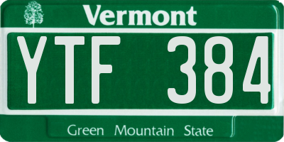 VT license plate YTF384