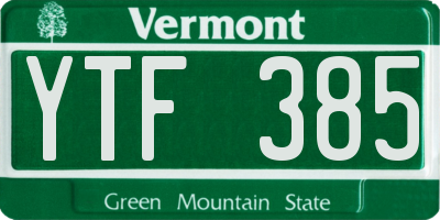 VT license plate YTF385