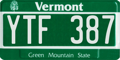 VT license plate YTF387