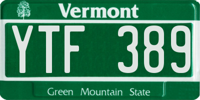 VT license plate YTF389