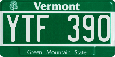VT license plate YTF390
