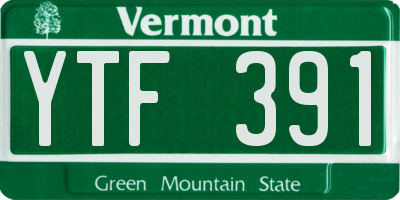 VT license plate YTF391