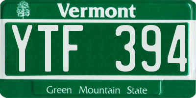 VT license plate YTF394