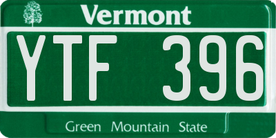 VT license plate YTF396