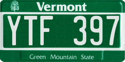 VT license plate YTF397