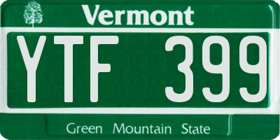 VT license plate YTF399