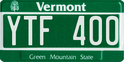 VT license plate YTF400