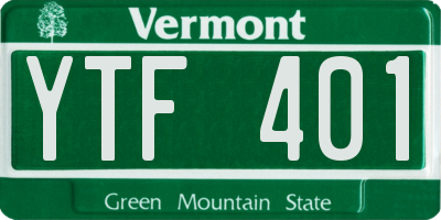 VT license plate YTF401