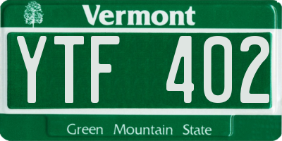 VT license plate YTF402