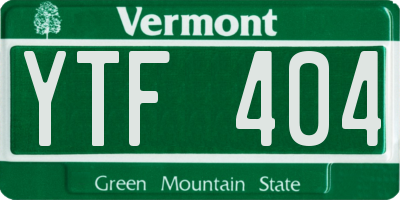 VT license plate YTF404