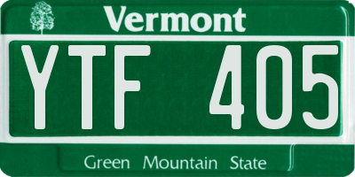 VT license plate YTF405