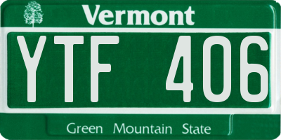 VT license plate YTF406