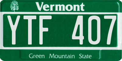 VT license plate YTF407