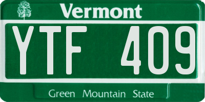 VT license plate YTF409