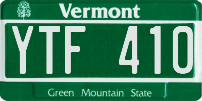 VT license plate YTF410