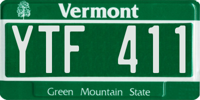 VT license plate YTF411
