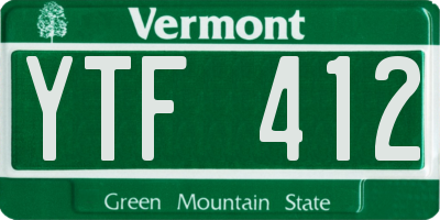 VT license plate YTF412
