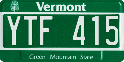 VT license plate YTF415
