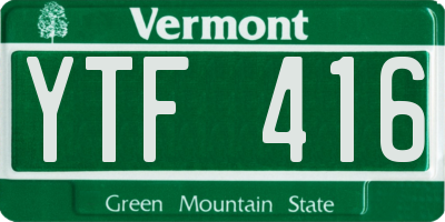 VT license plate YTF416