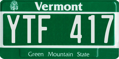 VT license plate YTF417