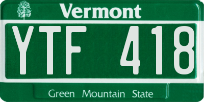 VT license plate YTF418