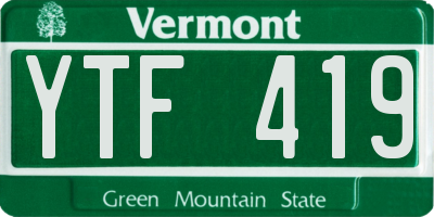 VT license plate YTF419