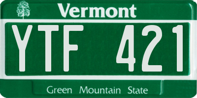 VT license plate YTF421