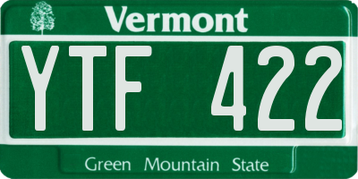 VT license plate YTF422