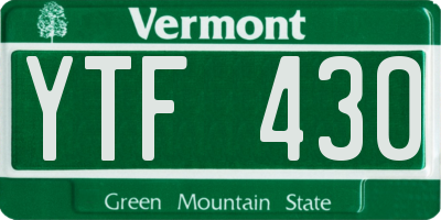 VT license plate YTF430