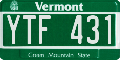 VT license plate YTF431