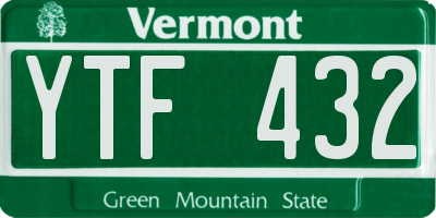 VT license plate YTF432