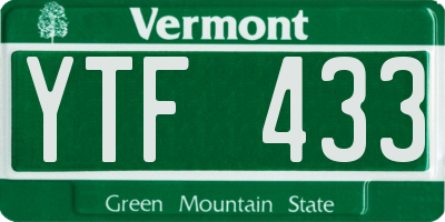 VT license plate YTF433