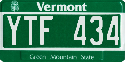 VT license plate YTF434
