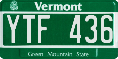 VT license plate YTF436