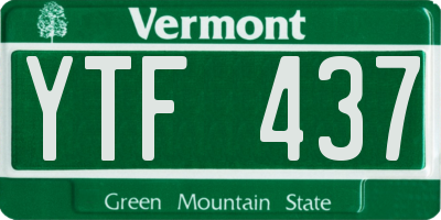 VT license plate YTF437