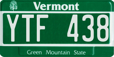 VT license plate YTF438