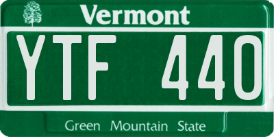 VT license plate YTF440