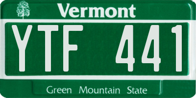 VT license plate YTF441