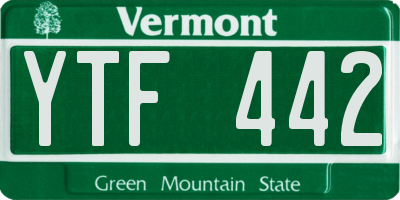 VT license plate YTF442