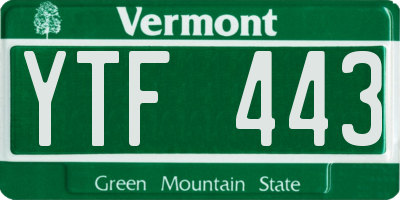 VT license plate YTF443